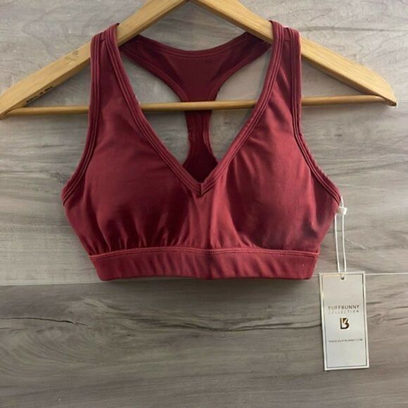 Buffbunny Collection Womens Burgundy Racerback Stretch Sports Bra Size XXS - Picture 3 of 10